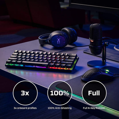 Alloy Origins 60 - Mechanical Gaming Keyboard, Ultra Compact 60% Form Factor, Double Shot PBT Keycaps, RGB LED Backlit, NGENUITY Software Compatible - Linear  Red Switch