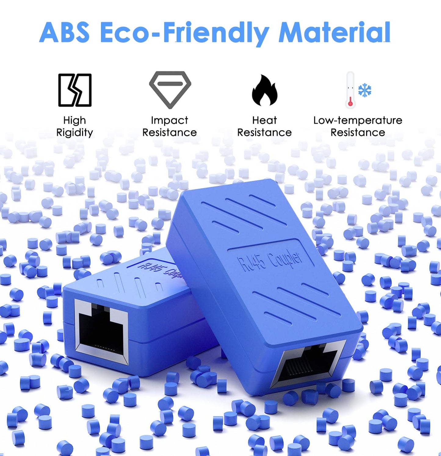 RJ45 Coupler Female to Female Ethernet Coupler for Cat7/Cat6/Cat5/Cat5E Network Cable Extender Adapter RJ45 in Line Coupler(1Pack, Blue)